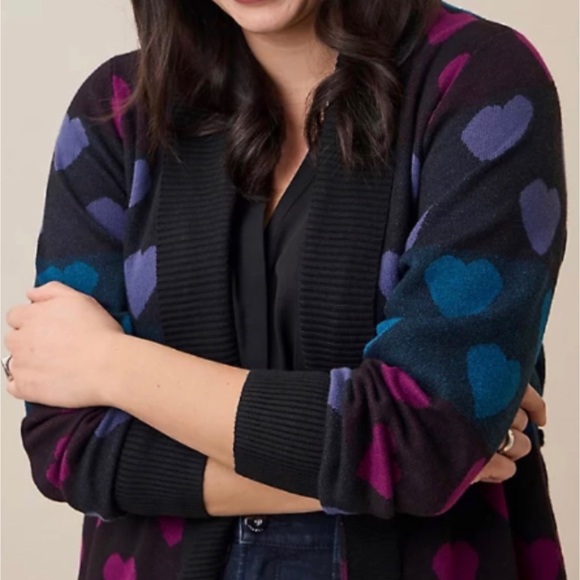 π ππHeart Plush Duster Tie Front Cardigan Sweater 2 2X 18 20 NWT Torrid New! - Picture 2 of 5